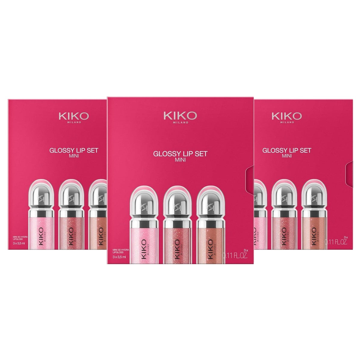 Kiko Milano Glossy Lip Set Mini Lippenset 3 Mini-Lipgloss met 3D-Effect - 3-pack