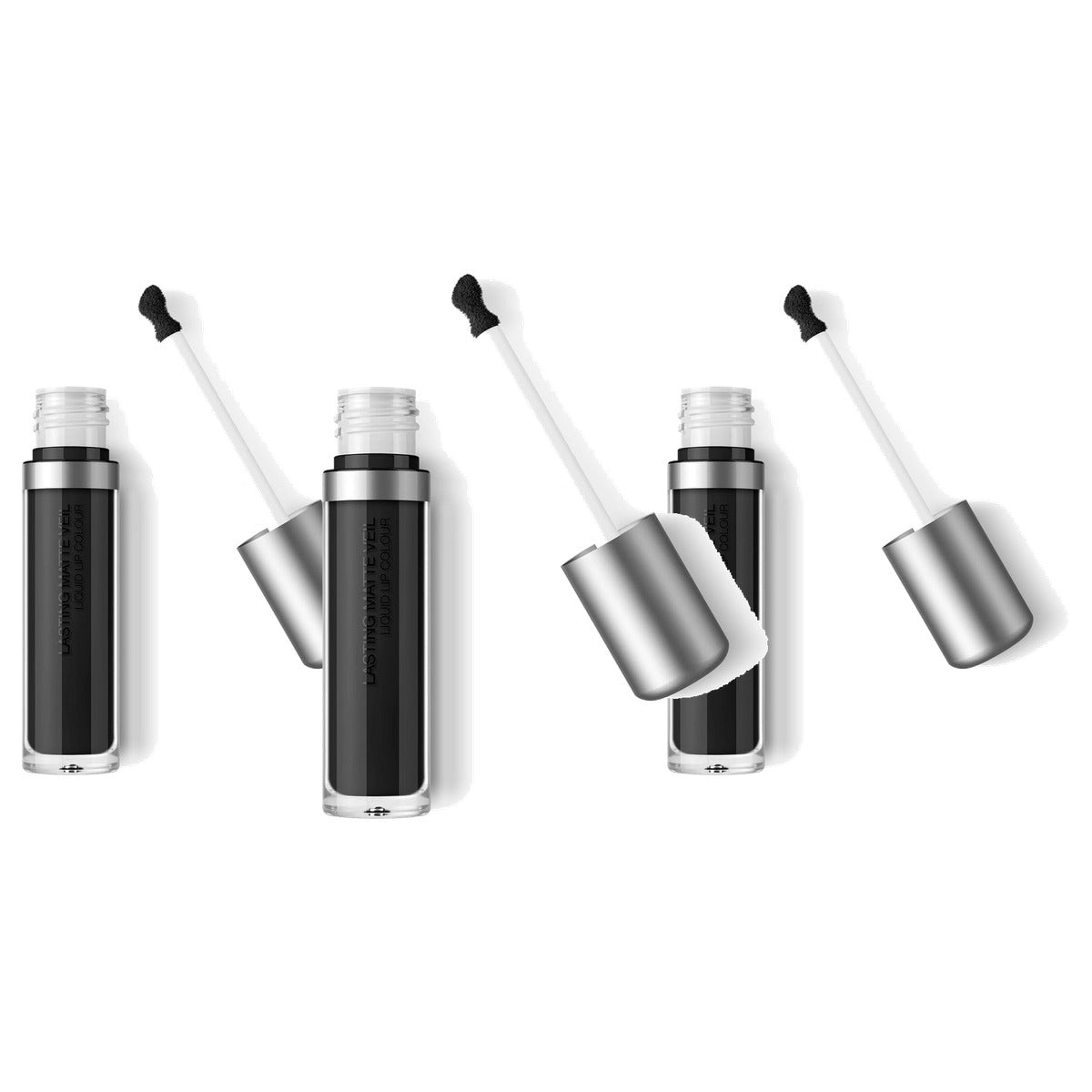 Kiko Milano Lasting Matte Veil Liquid Lip Colour Kleur 17 Black - 3-pack