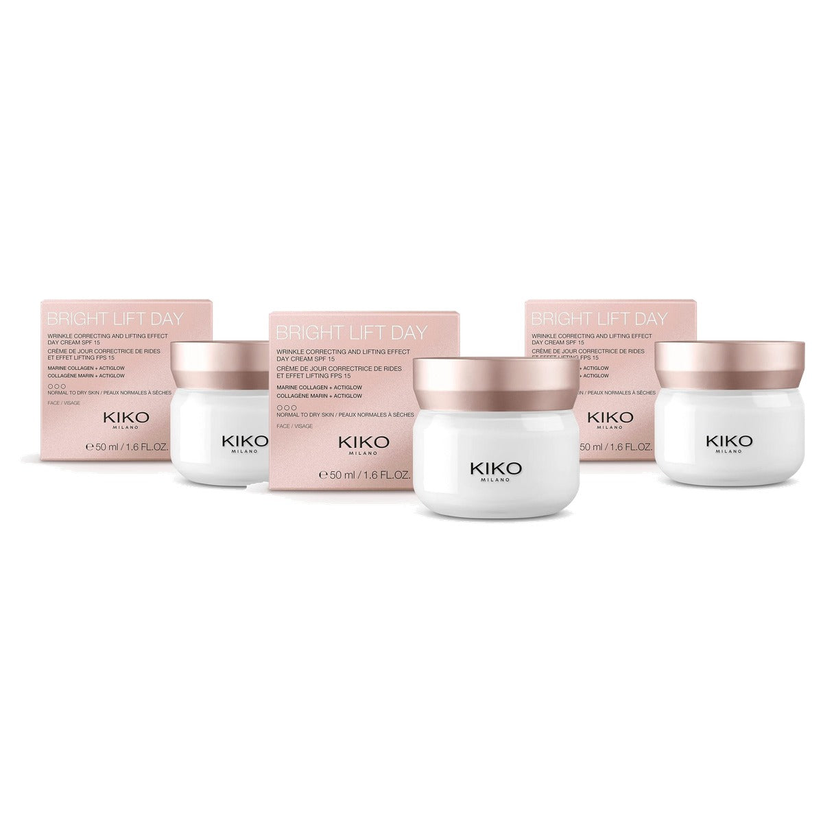Kiko Milano Bright Lift Day Dagcrème SPF 15 - 3-pack