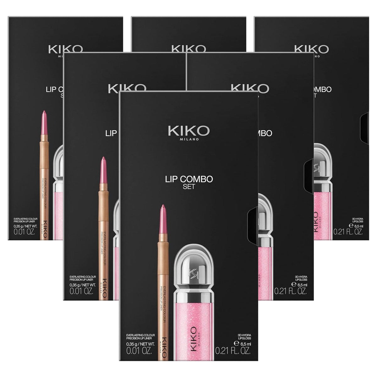 Kiko Milano Lip Combo Set 02 Hydraterende Lipgloss en Lipliner - 6-pack