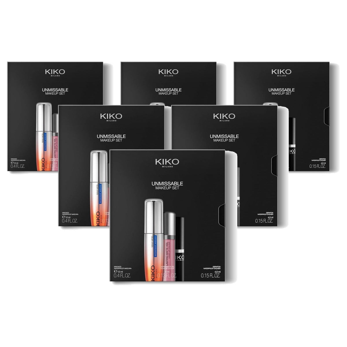 Kiko Milano Onmisbare Make-up Set Mascara Eyeliner en Lippenstift - 6-pack