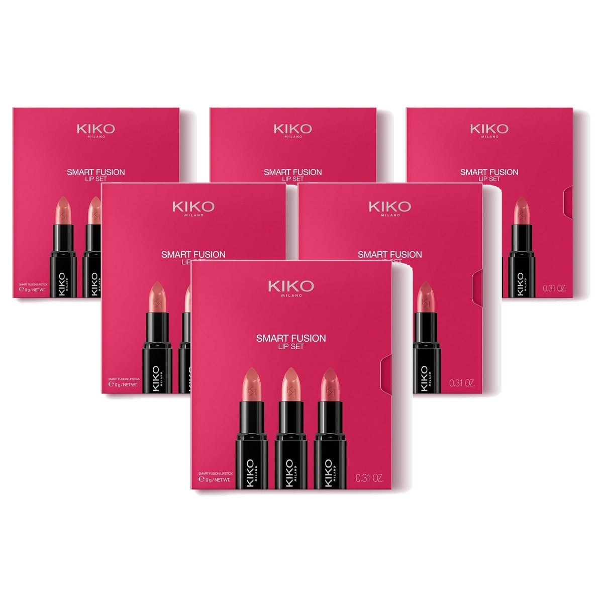 Kiko Milano Smart Fusion Lip Set 03 Lippenset met 3 Lippenstiften - 6-pack