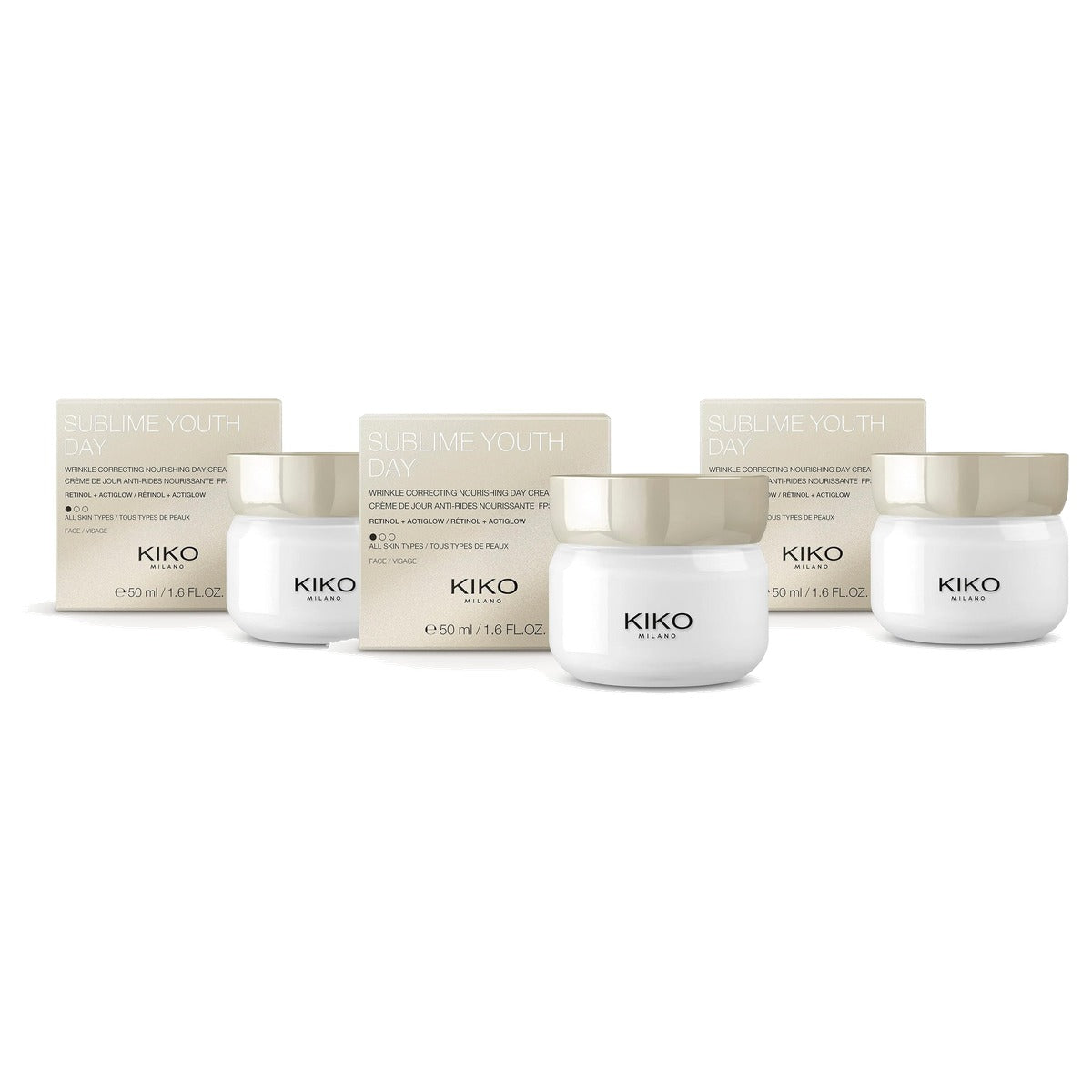 Kiko Milano Sublime Youth Day Anti-rimpel Dagcrème met Retinol SPF 15 - 3-pack