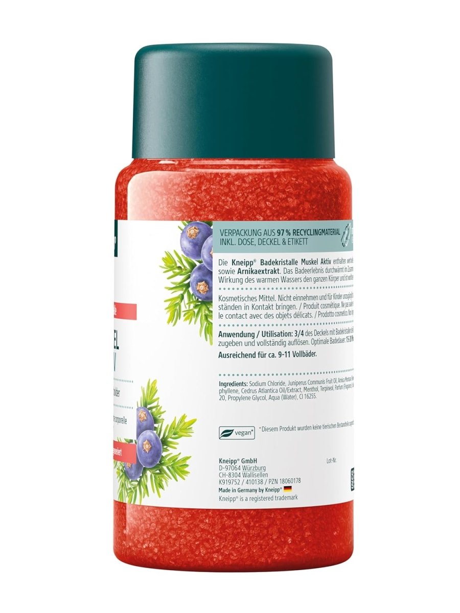 Kneipp Badekristalle Muskel Aktiv - mit wertvollem ätherischen Wacholder - , Rosmarinöl & Arnikaextrakt - wärmend wohltuend zur Muskulatur - 600g door Huishoudvoordeel nu bij Huishoudvoordeel