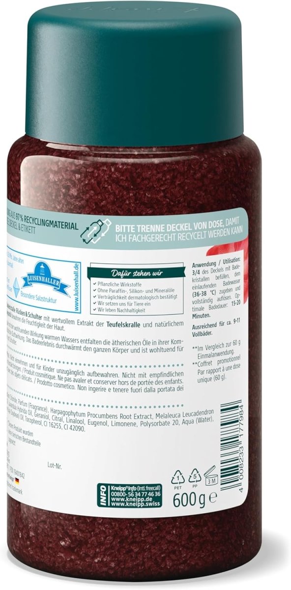 Kneipp Badekristalle Rücken & Schulter - mit wertvollem Extrakt der Teufelskralle - wohltuend, wärmend, entspannend - 600g door Huishoudvoordeel nu bij Huishoudvoordeel