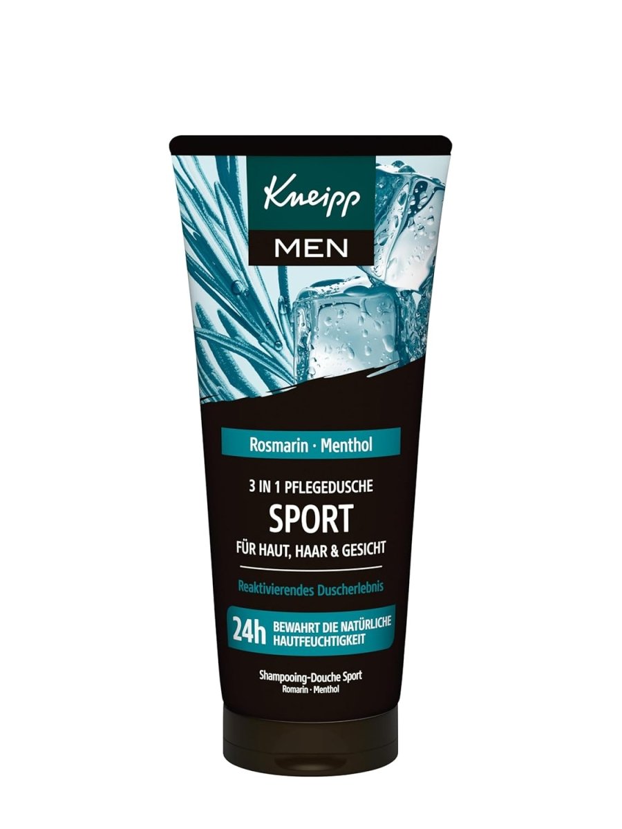 Kneipp MEN 3 in 1 Pflegedusche Sport - Für Haut, Haar & Gesicht - Mit ätherischem Rosmarinöl und natürlichem Menthol - 200 ml door Huishoudvoordeel nu bij Huishoudvoordeel