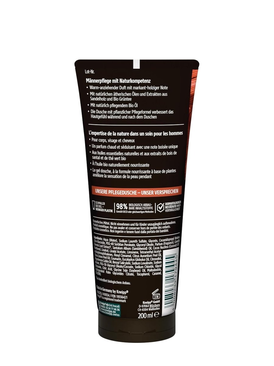 Kneipp MEN 3 in 1 Wild Duschgel - Sandelholz & Bio Grüntee - Für Haut, Haar & Gesicht - Verbessert das Hautgefühl - 200ml door Huishoudvoordeel nu bij Huishoudvoordeel