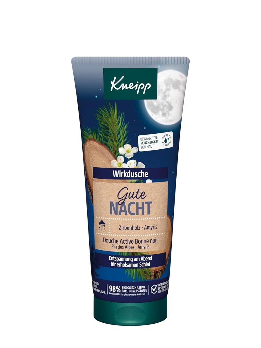 Kneipp Wirkdusche Gute Nacht - Duschgel mit ätherischen Ölen aus Zirbenholz & Amyris - wahrt das hauteigene Mikrobiom - 200ml door Huishoudvoordeel nu bij Huishoudvoordeel