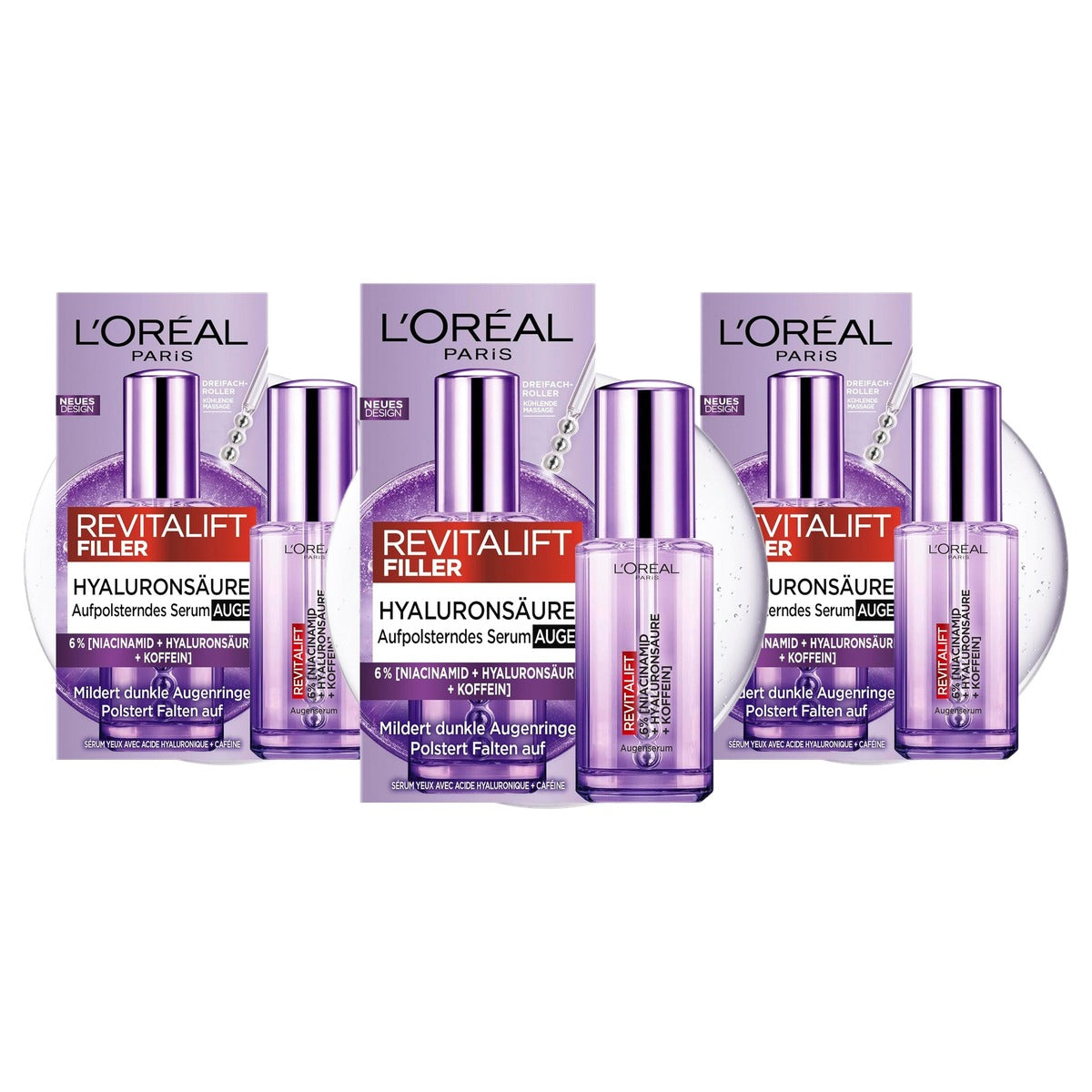 L'Oreal Paris Revitalift Filler Oogserum 3 x 20 ml - Voordeelverpakking