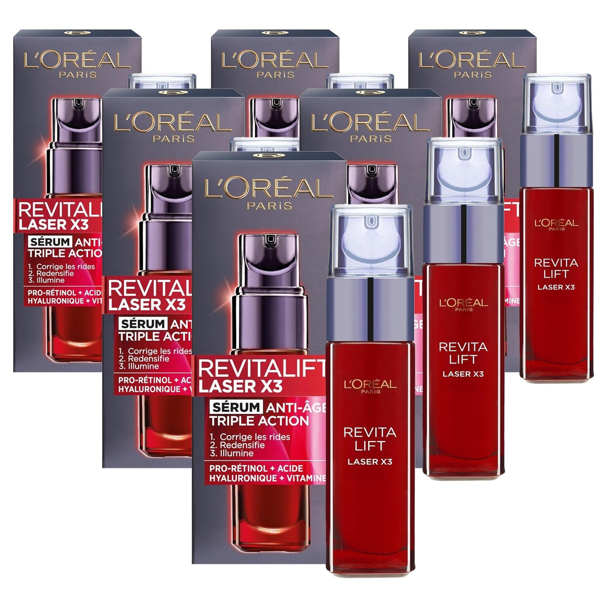 L'Oreal Paris Revitalift Laser X3 Serum 6 x 30 ml - Voordeelverpakking