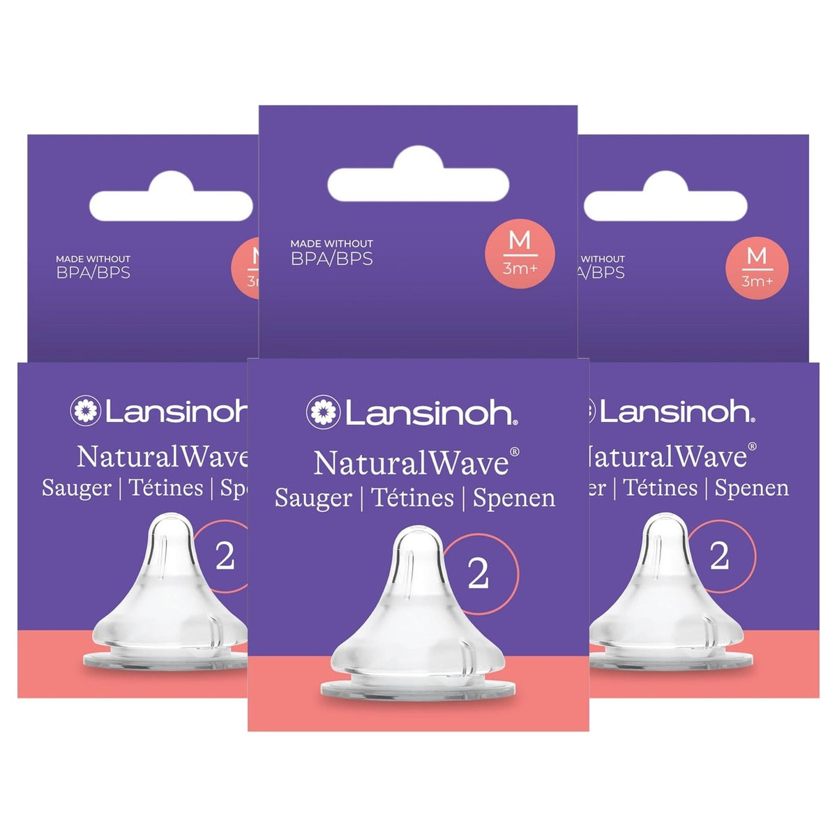 Lansinoh NaturalWave Speen M Medium Melkstroom 2 stuks - 3-pack