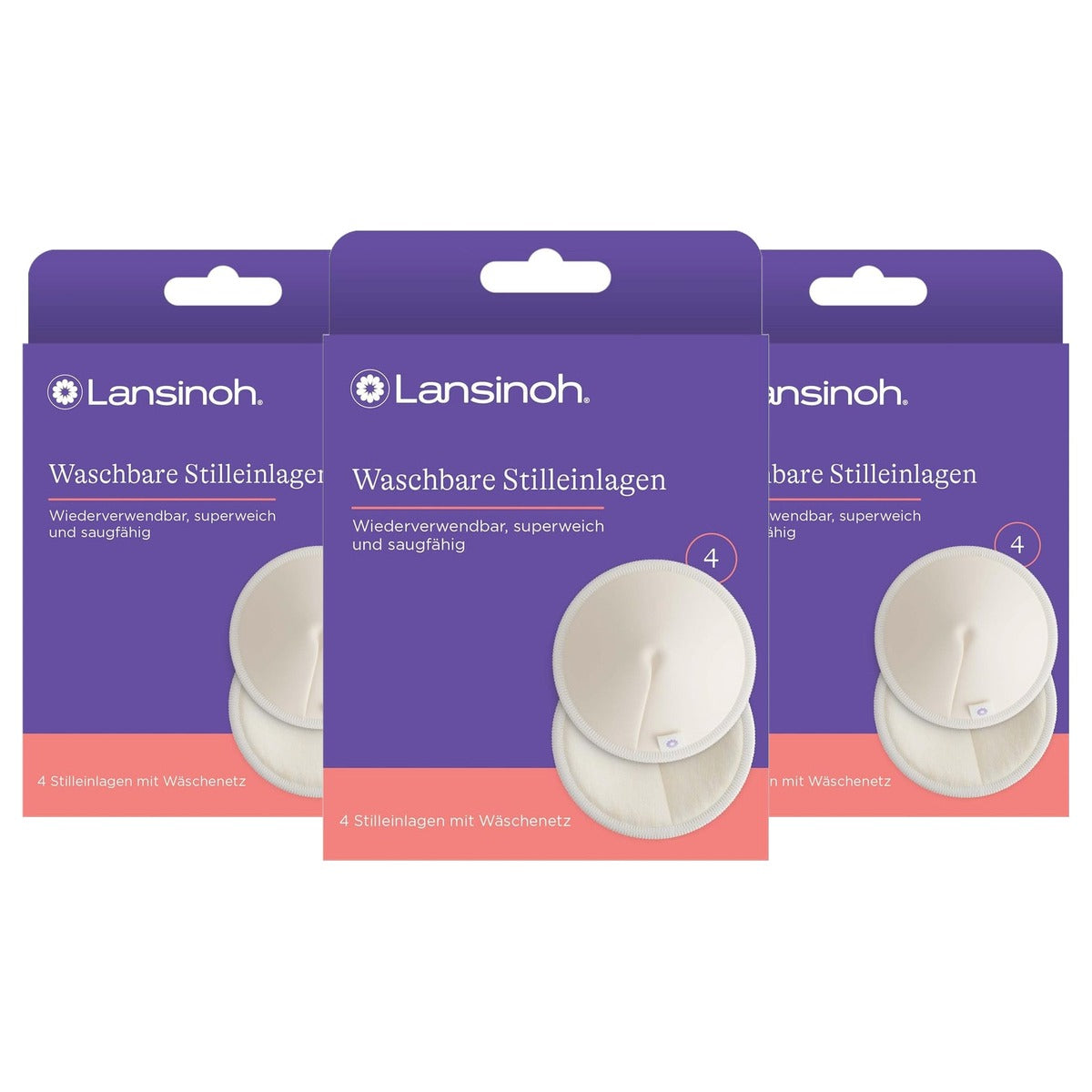 Lansinoh Wasbare Borstvoedingsinleggers 4 stuks - 3-pack