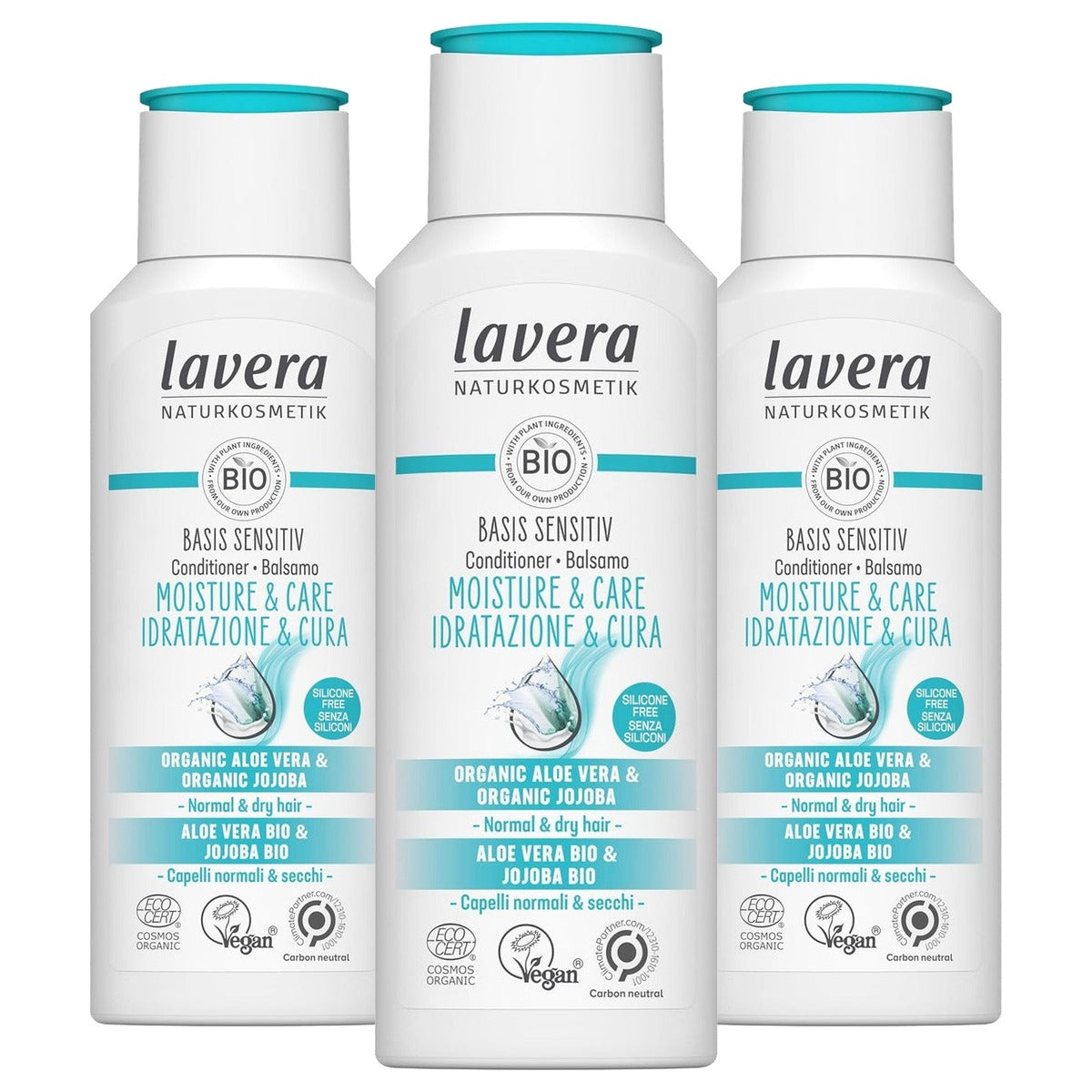 lavera BASIS SENSITIVE Hydraterende conditioner 3 x 200 ml - Voordeelverpakking