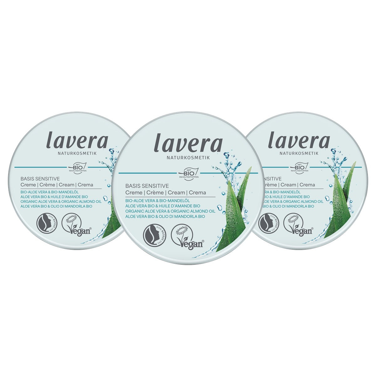 lavera Basis Sensitive Crème 3 x 150 g - Voordeelverpakking