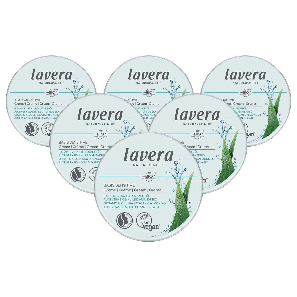 lavera Basis Sensitive Crème 6 x 150 g - Voordeelverpakking