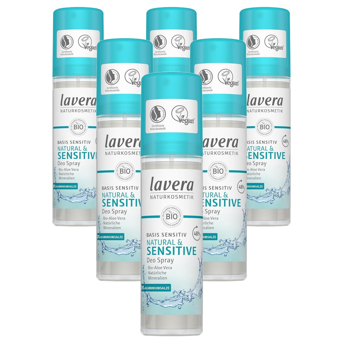 lavera Basis Sensitive Milde Deodorant 6 x 75 ml - Voordeelverpakking