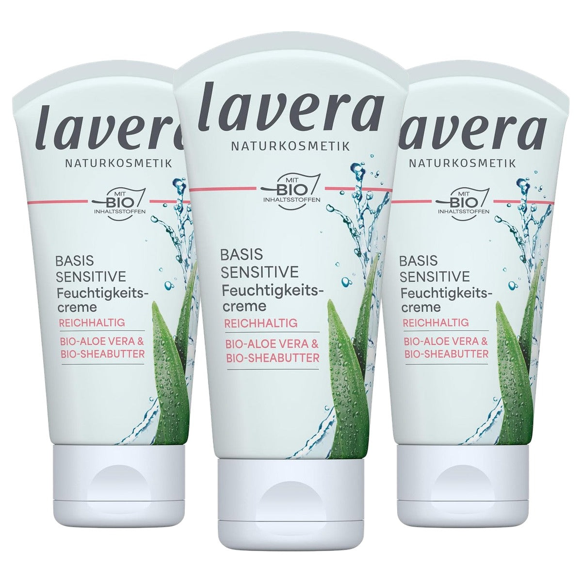 lavera Basis Sensitive Rijke vochtinbrengende crème 3 x 50 ml - Voordeelverpakking