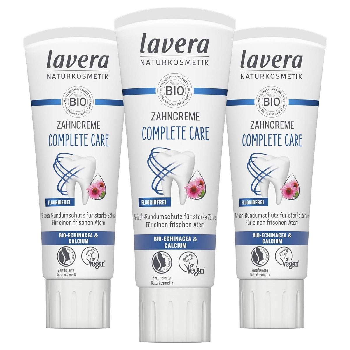 lavera Tandpasta Complete Care fluoridevrij 3 x 75 ml - Voordeelverpakking