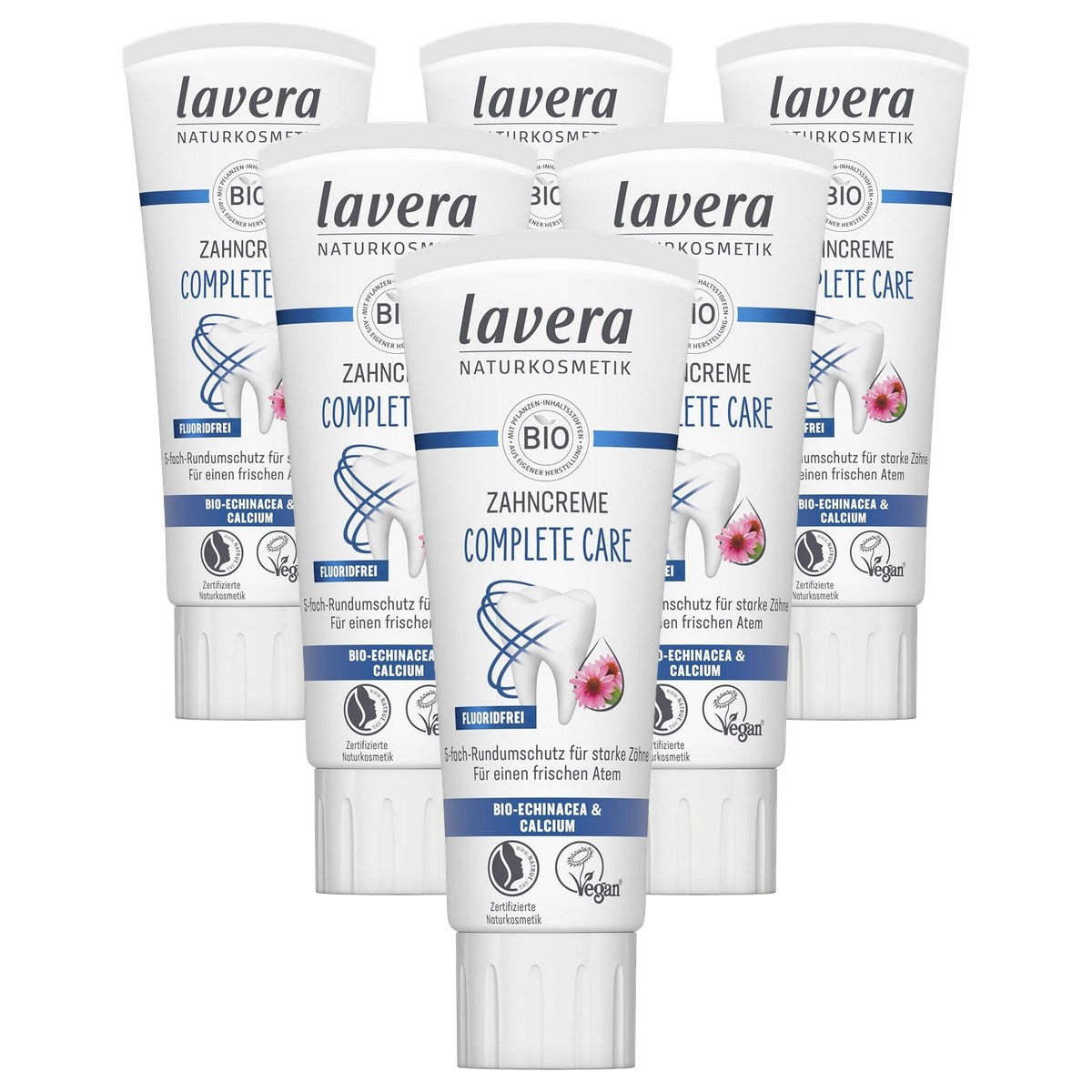 lavera Tandpasta Complete Care fluoridevrij 6 x 75 ml - Voordeelverpakking