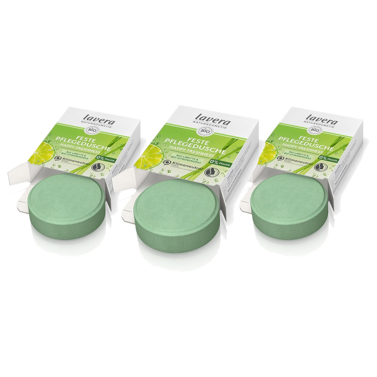 lavera Happy Freshness verzorgende douchegel 3 x 60 g - Voordeelverpakking