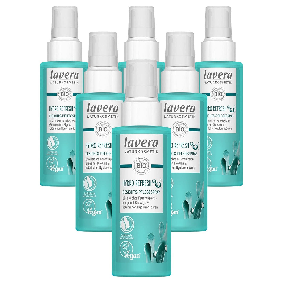 lavera Hydro Refresh gezichtsspray algen & hyaluronzuur 6 x 100 ml - Voordeelverpakking