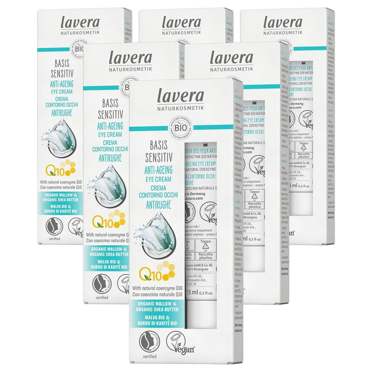 lavera Oogcrème Q10 Malve Sheaboter 6 x 15 ml - Voordeelverpakking