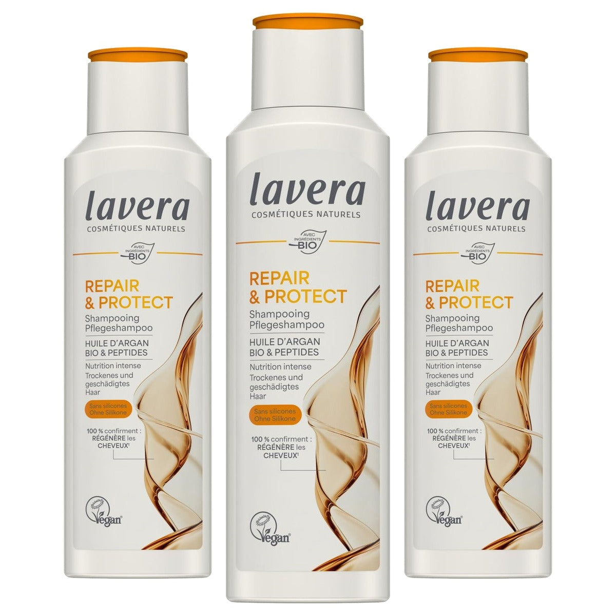 lavera Pflegeshampoo Repair & Protect 3 x 250 ml - Voordeelverpakking