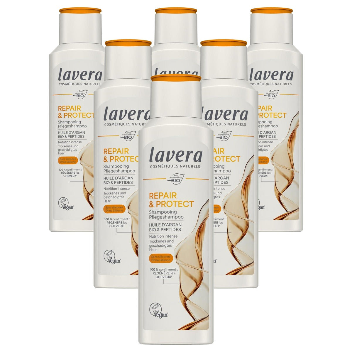 lavera Pflegeshampoo Repair & Protect 6 x 250 ml - Voordeelverpakking