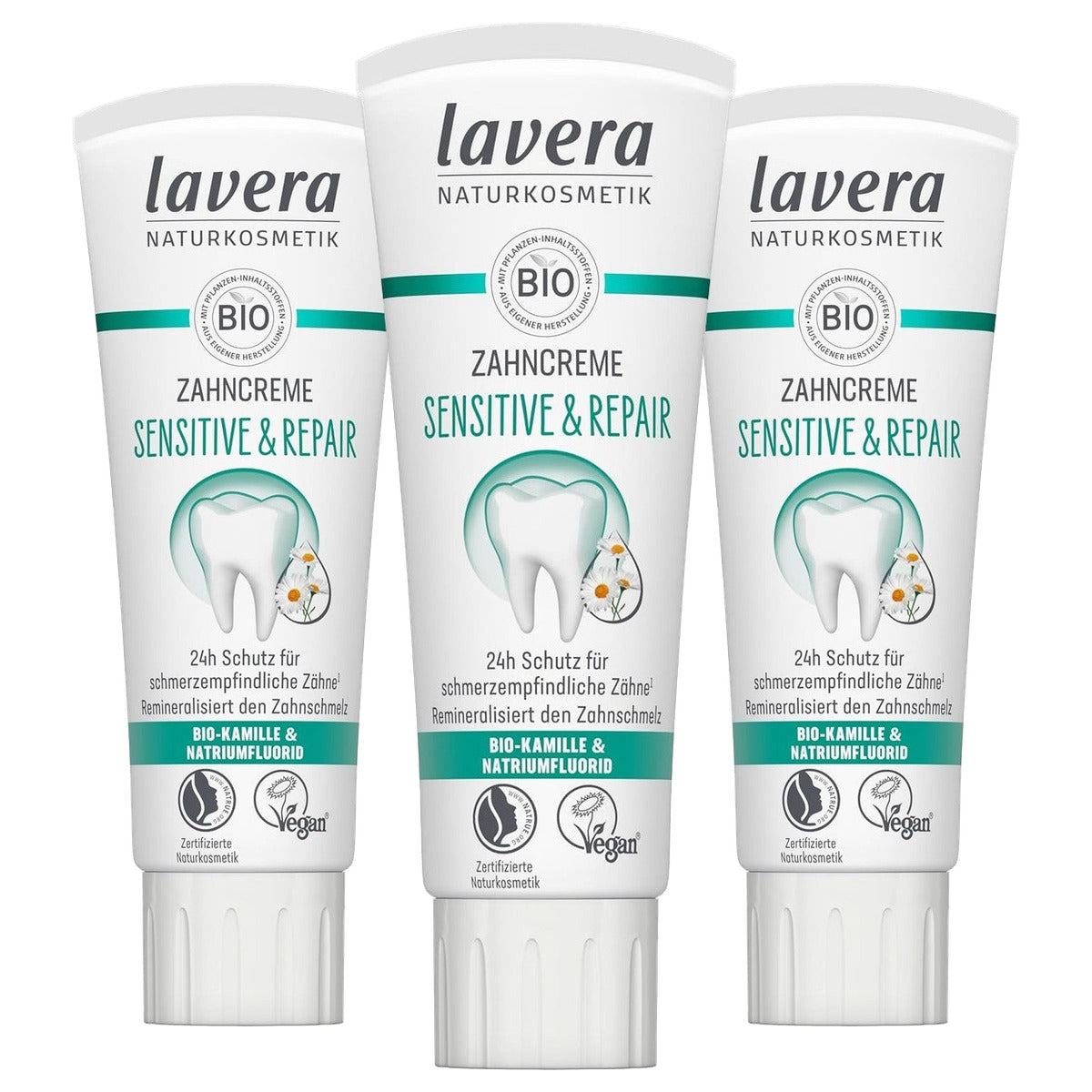 lavera Sensitive & Repair Tandpasta voor gevoelige tanden 3 x 75 ml - Voordeelverpakking