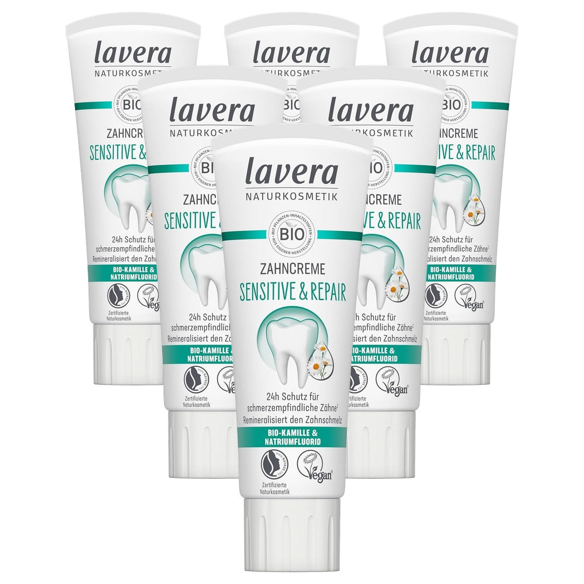 lavera Sensitive & Repair Tandpasta voor gevoelige tanden 6 x 75 ml - Voordeelverpakking