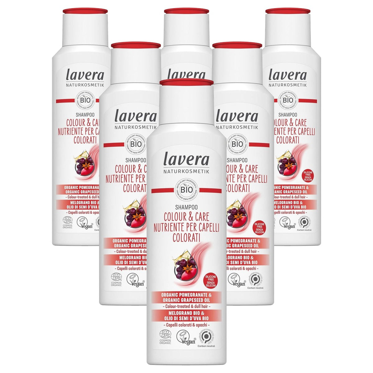 lavera Shampoo kleur en verzorging 6 x 250 ml - Voordeelverpakking