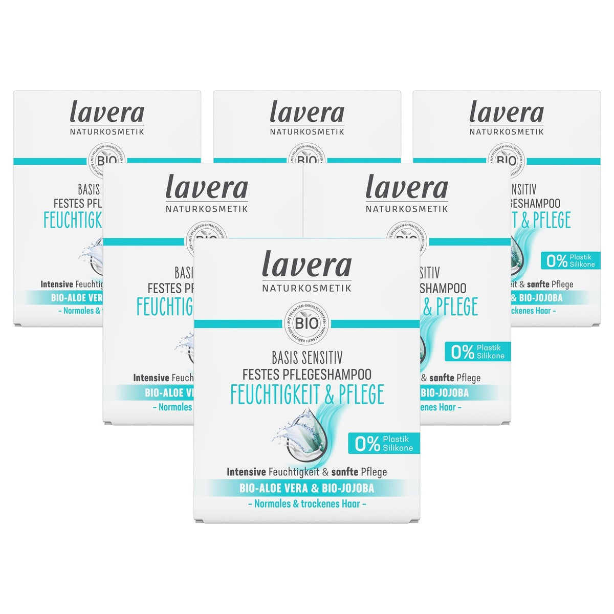 lavera Vaste verzorgingsshampoo Gevoelig Vocht & Verzorging 6 x 50 g - Voordeelverpakking