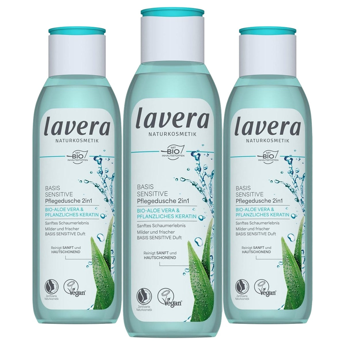 lavera Basis Sensitive 2-in-1 verzorgende douchegel 3 x 250 ml - Voordeelverpakking
