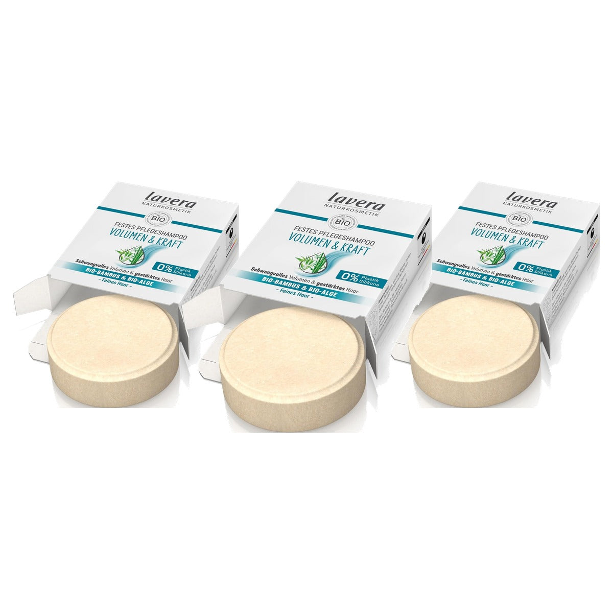 lavera Volume & Kracht vaste shampoo 3 x 50 g - Voordeelverpakking