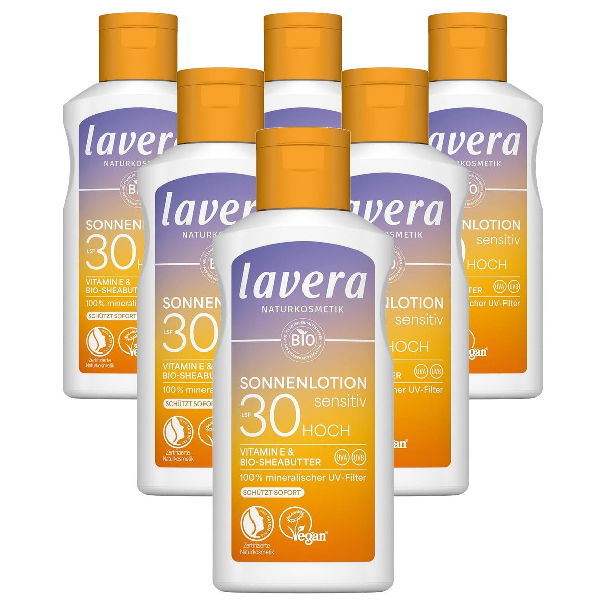 lavera Zonnelotion Sensitive SPF 30 6 x 100 ml - Voordeelverpakking