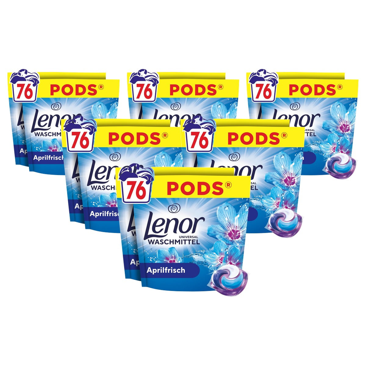 Lenor Pods Aprilfrisch Wasmiddel 6 x 76 wasbeurten - Voordeelverpakking