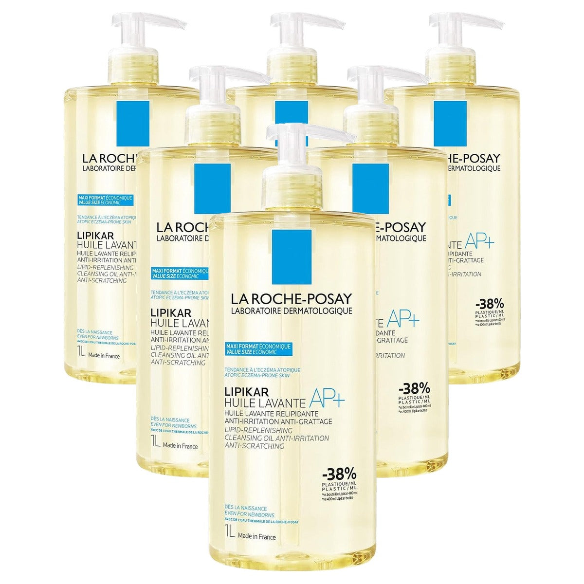 La Roche-Posay Lipikar Douche- en Badolie AP+ voor Neurodermitis 1 l - 6-pack