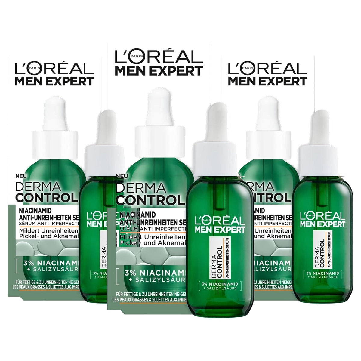 L'Oréal Men Expert Derma Control Anti-onzuiverheden Serum 3 x 30 ml - Voordeelverpakking