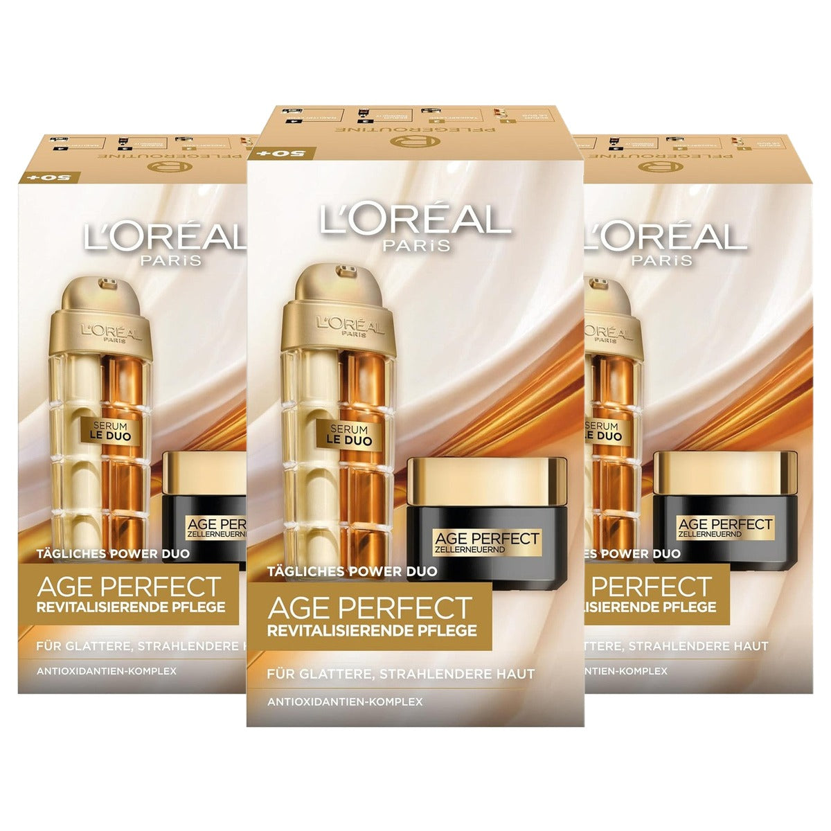L'Oréal Paris Age Perfect Serum & Dagcrème & 50 ml 3 x 30 ml - Voordeelverpakking