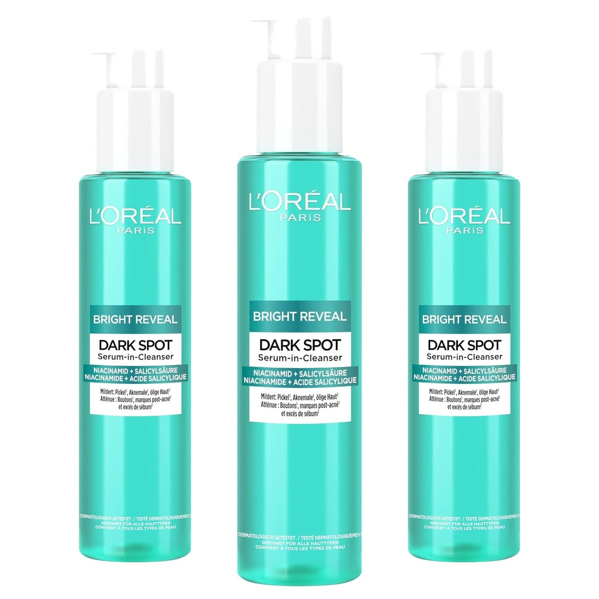 L'Oréal Paris Bright Reveal Serum-in-Cleanser 3 x 150 ml - Voordeelverpakking
