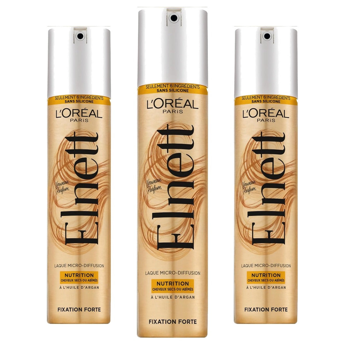 L'Oréal Paris Elnett Satin Fixeerlak droog haar 3 x 200 ml - Voordeelverpakking