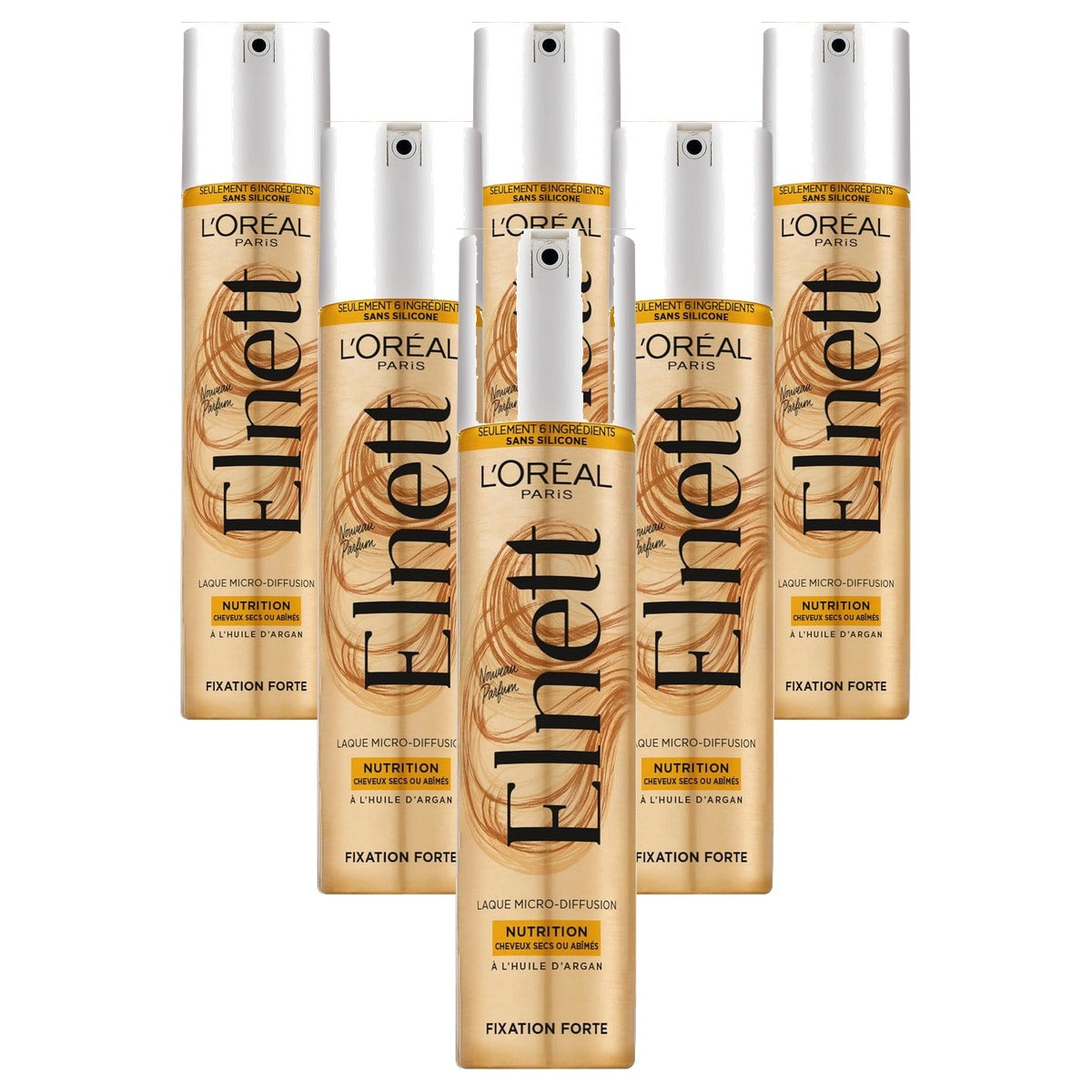 L'Oréal Paris Elnett Satin Fixeerlak droog haar 6 x 200 ml - Voordeelverpakking