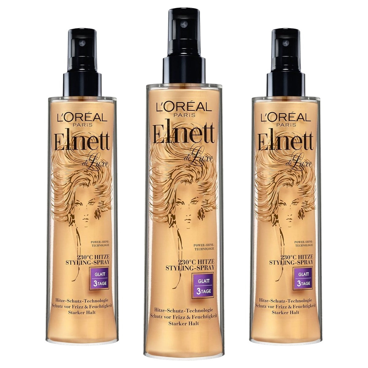 L'Oréal Paris Elnett Warmte-styling-spray 3 x 170 ml - Voordeelverpakking