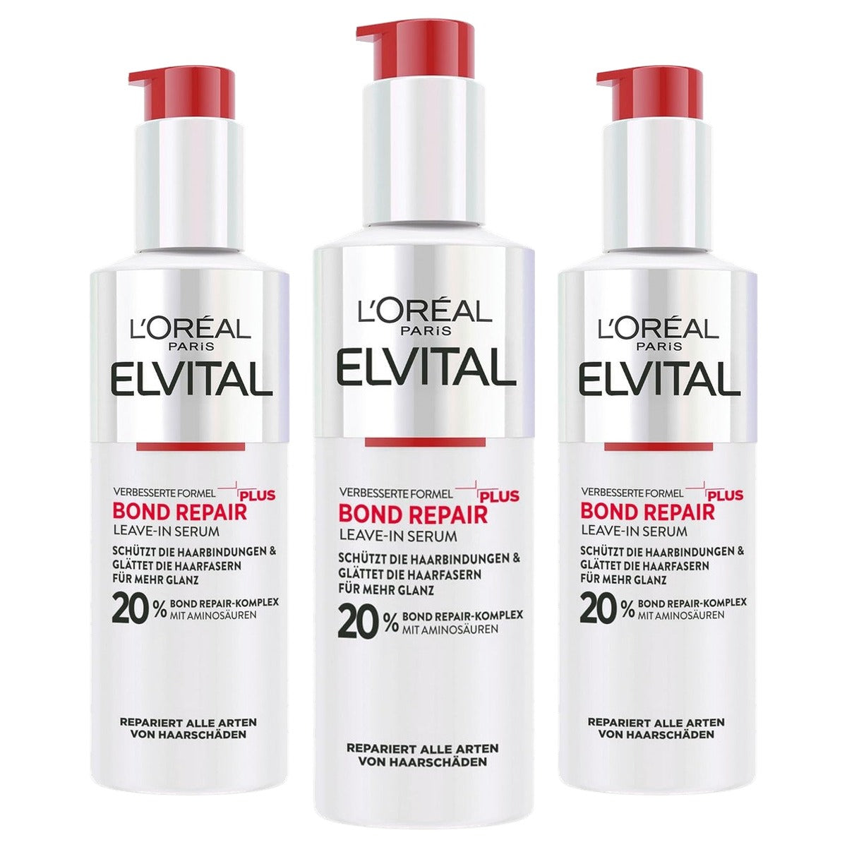L'Oréal Paris Elvital Bond Repair Plus Leave-In Serum 3 x 150 ml - Voordeelverpakking