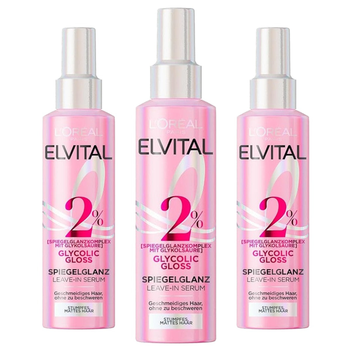 L'Oreal Paris Elvital Glycolic Gloss Leave-In serum 3 x 150 ml - Voordeelverpakking