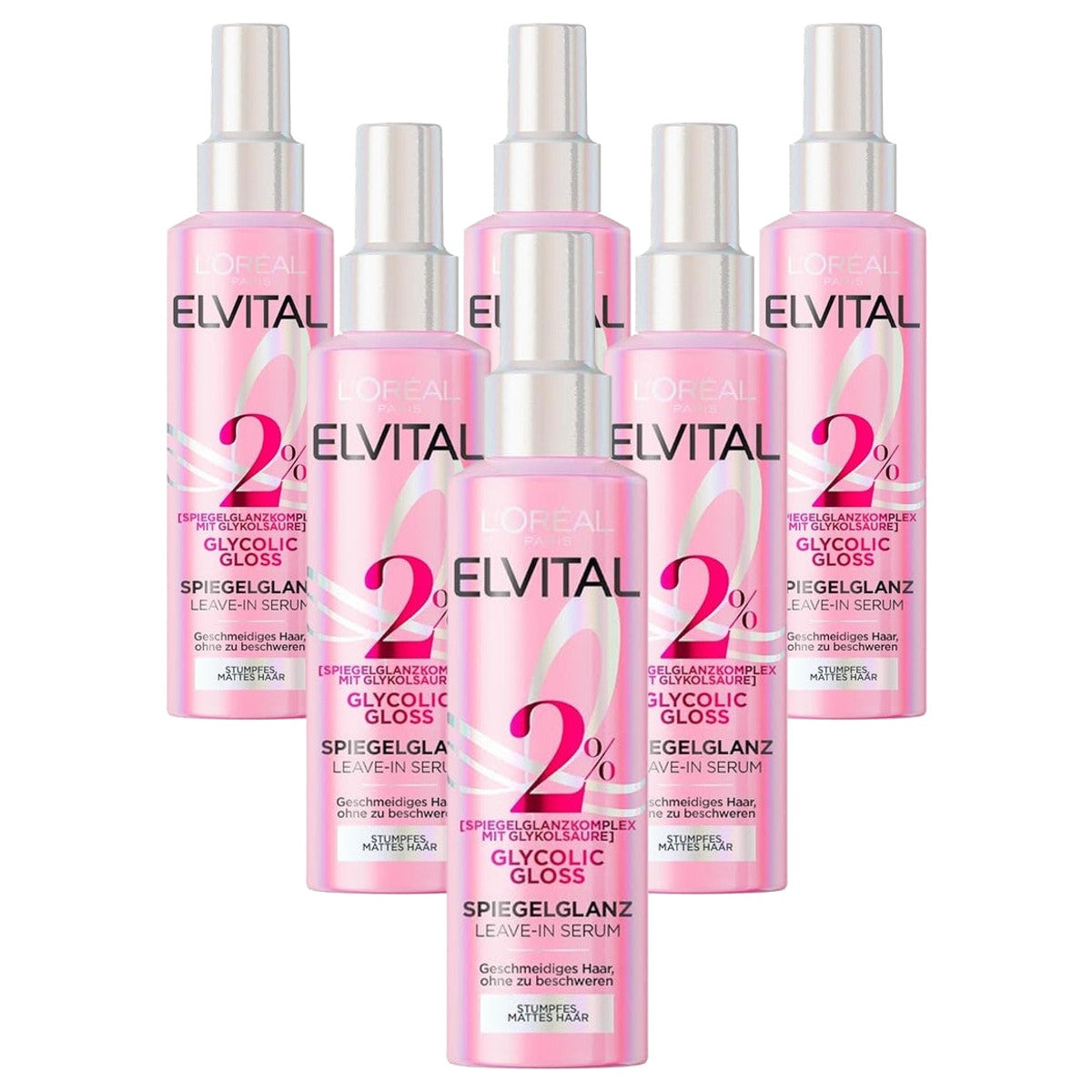 L'Oreal Paris Elvital Glycolic Gloss Leave-In serum 6 x 150 ml - Voordeelverpakking
