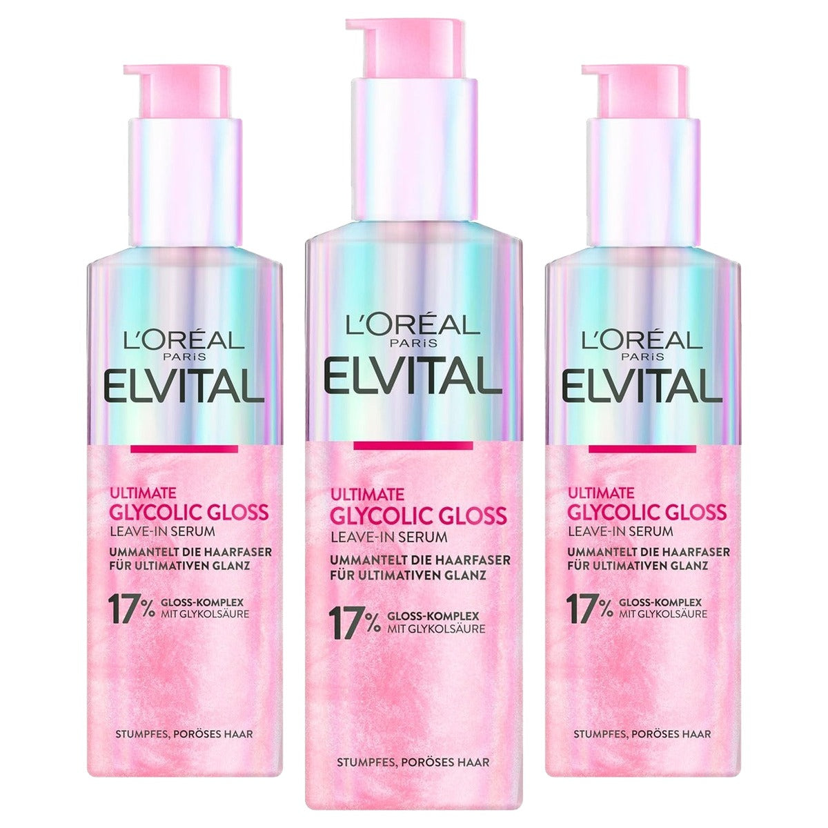 L'Oreal Paris Elvital Glycolic Gloss Serum 3 x 150 ml - Voordeelverpakking