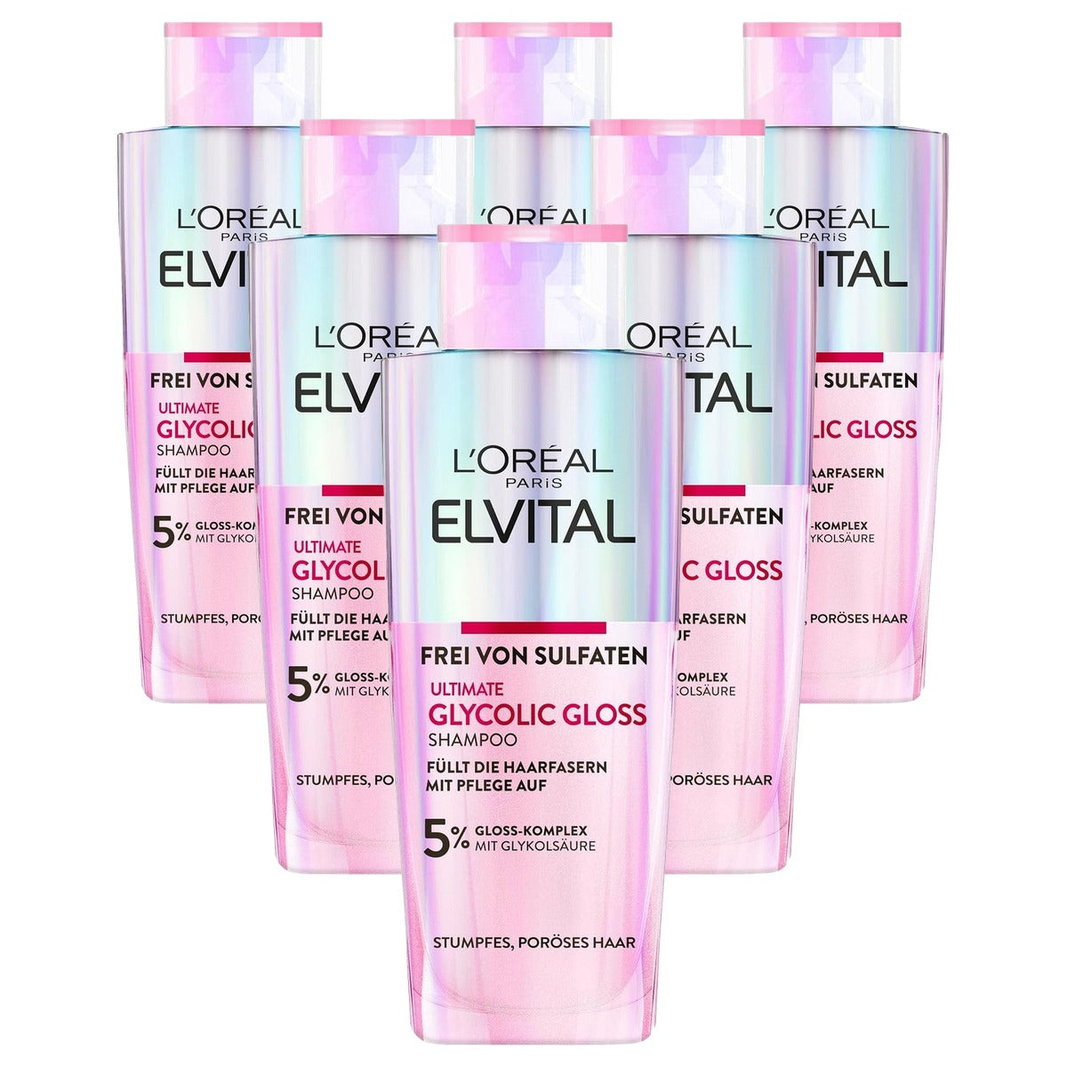L'Oreal Paris Elvital Glycolic Gloss Shampoo 200 ml - 6 stuks