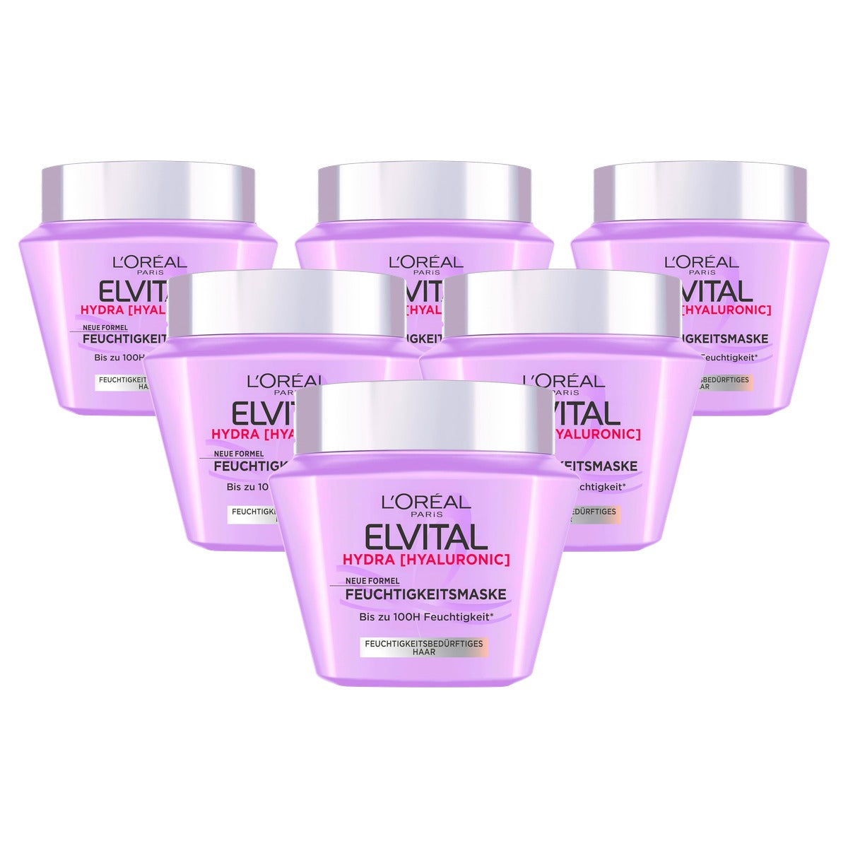 L'Oréal Paris Elvital Hydra Hyaluronic vochtmasker 6 x 300 ml - Voordeelverpakking