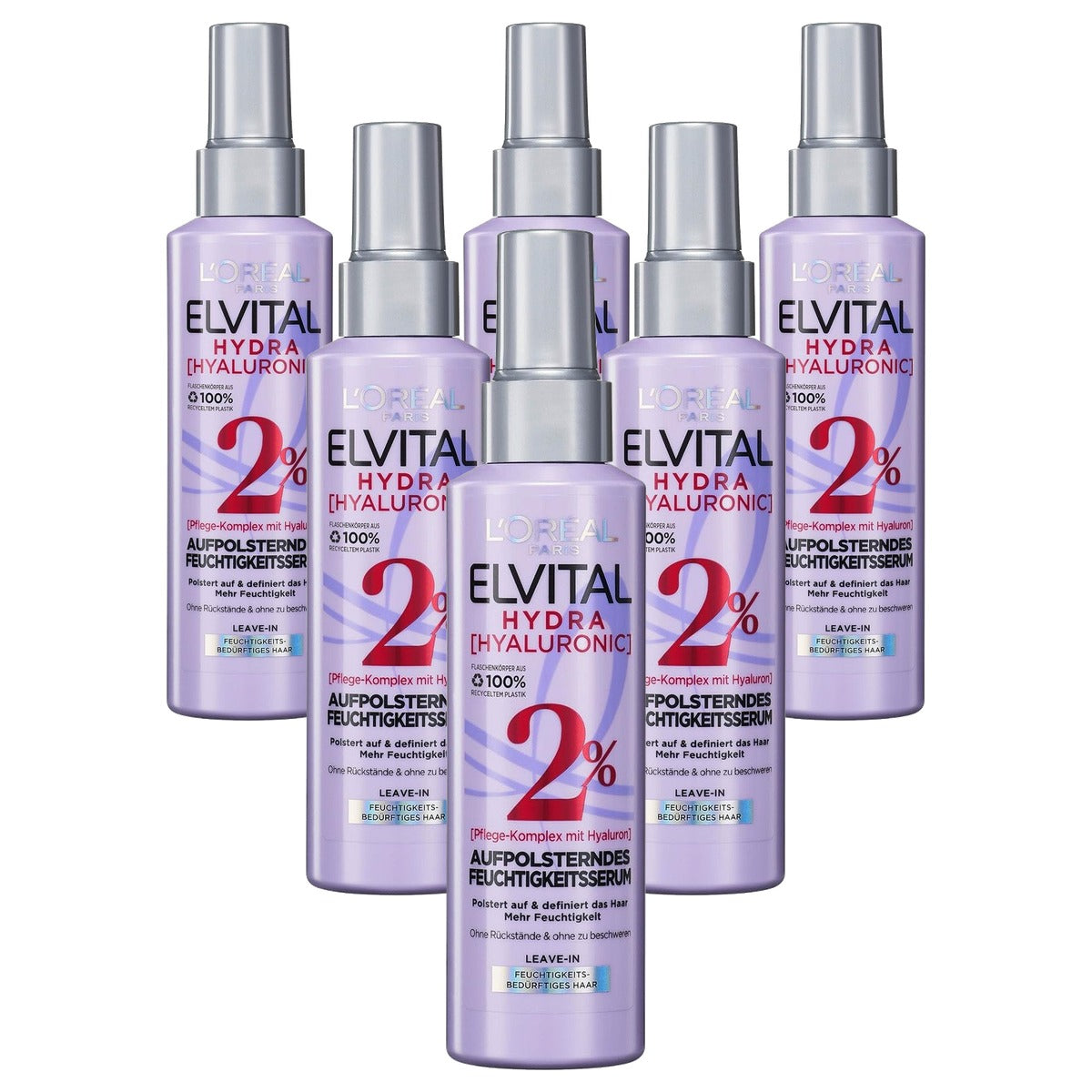 L'Oréal Paris Elvital Hydra Hyaluronic Hydraterende Spray 6 x 150 ml - Voordeelverpakking